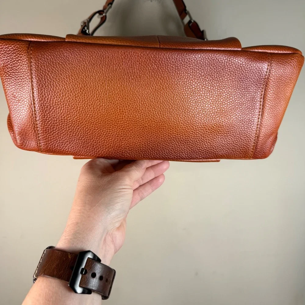 S-Zone Ombre Cognac Brown Pebbled Leather Hobo Shoulder Bag